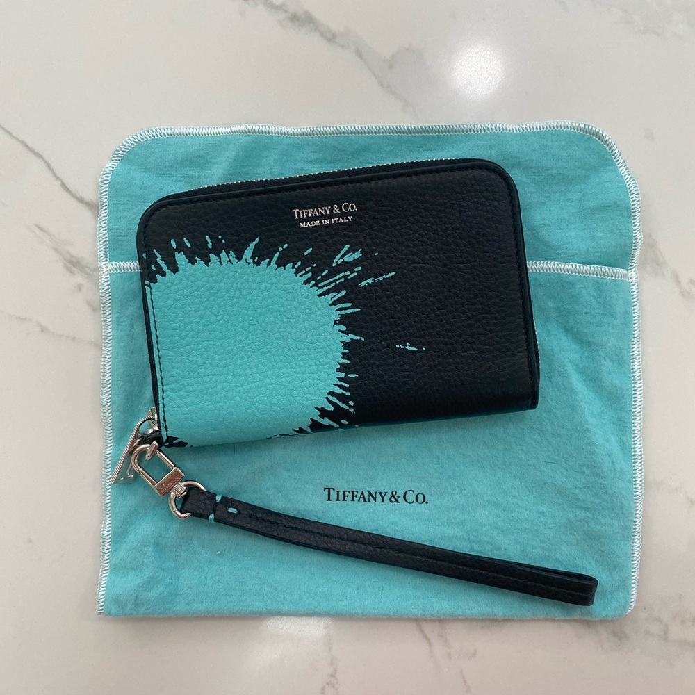 Tiffany & Co. Color Splash Zip Wallet in Black Grain Calfskin Leather
